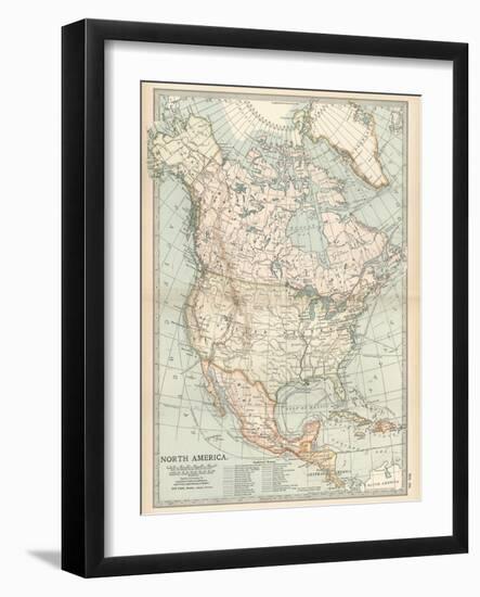 Plate 58. Map of North America. Alaska-Encyclopaedia Britannica-Framed Art Print