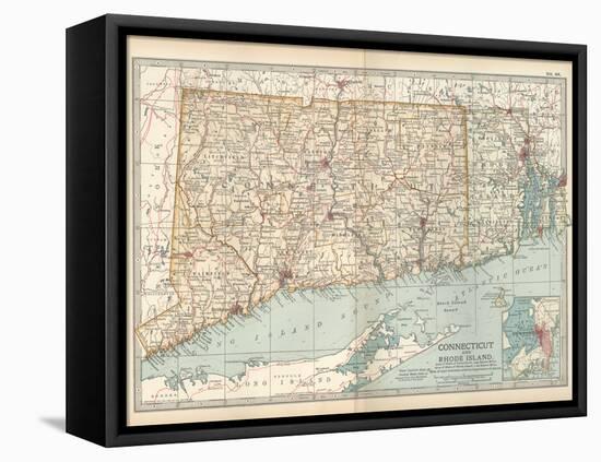 Plate 68. Map of Connecticut and Rhode Island-Encyclopaedia Britannica-Framed Stretched Canvas