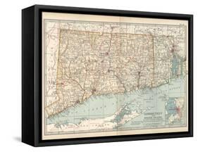 Plate 68. Map of Connecticut and Rhode Island-Encyclopaedia Britannica-Framed Stretched Canvas