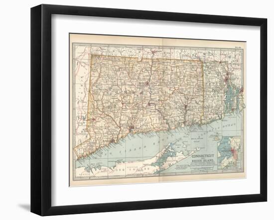 Plate 68. Map of Connecticut and Rhode Island-Encyclopaedia Britannica-Framed Art Print