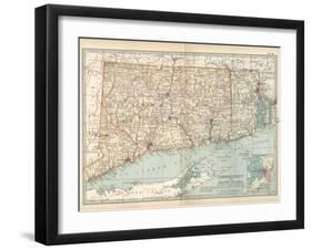 Plate 68. Map of Connecticut and Rhode Island-Encyclopaedia Britannica-Framed Art Print