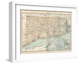 Plate 68. Map of Connecticut and Rhode Island-Encyclopaedia Britannica-Framed Art Print