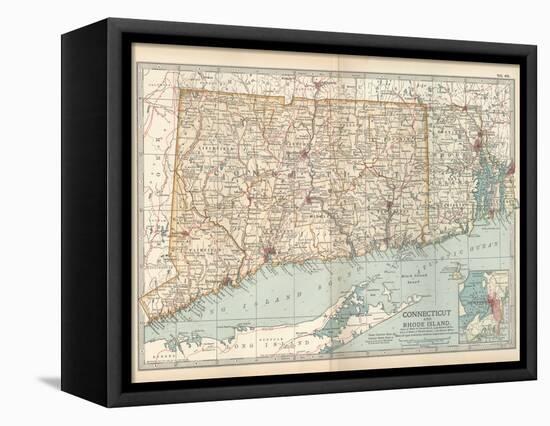 Plate 68. Map of Connecticut and Rhode Island-Encyclopaedia Britannica-Framed Stretched Canvas