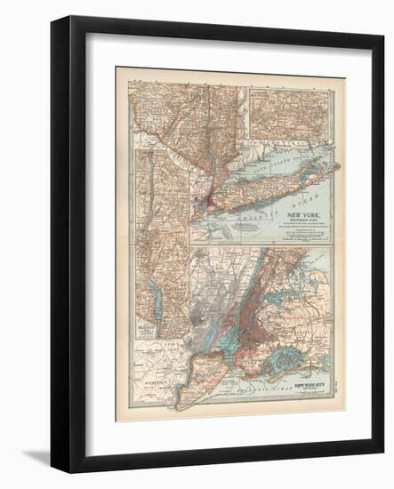 Plate 69. Map of New York State-Encyclopaedia Britannica-Framed Art Print