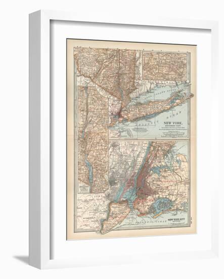 Plate 69. Map of New York State-Encyclopaedia Britannica-Framed Art Print