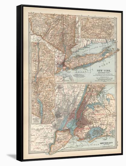 Plate 69. Map of New York State-Encyclopaedia Britannica-Framed Stretched Canvas