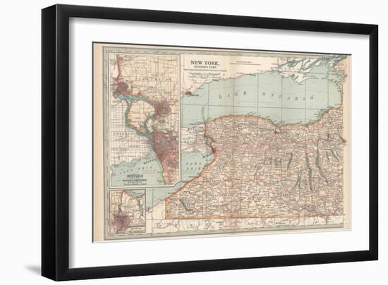 Plate 71. Map of New York State-Encyclopaedia Britannica-Framed Art Print