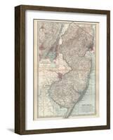 Plate 72. Map of New Jersey. United States. Inset Map of Jersey City-Encyclopaedia Britannica-Framed Art Print