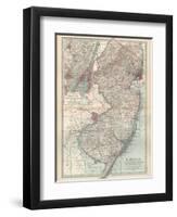 Plate 72. Map of New Jersey. United States. Inset Map of Jersey City-Encyclopaedia Britannica-Framed Art Print