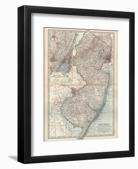 Plate 72. Map of New Jersey. United States. Inset Map of Jersey City-Encyclopaedia Britannica-Framed Art Print