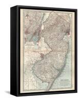Plate 72. Map of New Jersey. United States. Inset Map of Jersey City-Encyclopaedia Britannica-Framed Stretched Canvas