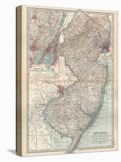 Plate 72. Map of New Jersey. United States. Inset Map of Jersey City-Encyclopaedia Britannica-Stretched Canvas