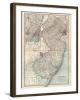 Plate 72. Map of New Jersey. United States. Inset Map of Jersey City-Encyclopaedia Britannica-Framed Art Print