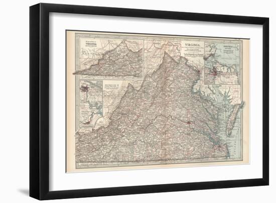 Plate 76. Map of Virginia. United States. Inset Maps of Western Part of Virginia-Encyclopaedia Britannica-Framed Art Print