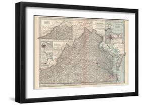 Plate 76. Map of Virginia. United States. Inset Maps of Western Part of Virginia-Encyclopaedia Britannica-Framed Art Print