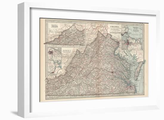 Plate 76. Map of Virginia. United States. Inset Maps of Western Part of Virginia-Encyclopaedia Britannica-Framed Art Print