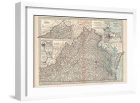 Plate 76. Map of Virginia. United States. Inset Maps of Western Part of Virginia-Encyclopaedia Britannica-Framed Art Print