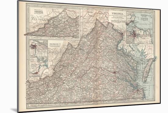 Plate 76. Map of Virginia. United States. Inset Maps of Western Part of Virginia-Encyclopaedia Britannica-Mounted Art Print