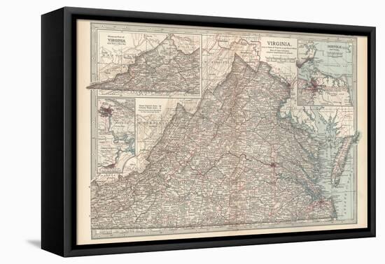 Plate 76. Map of Virginia. United States. Inset Maps of Western Part of Virginia-Encyclopaedia Britannica-Framed Stretched Canvas