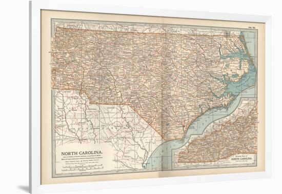 Plate 78. Map of North Carolina. United States-Encyclopaedia Britannica-Framed Art Print
