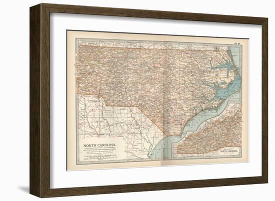 Plate 78. Map of North Carolina. United States-Encyclopaedia Britannica-Framed Art Print