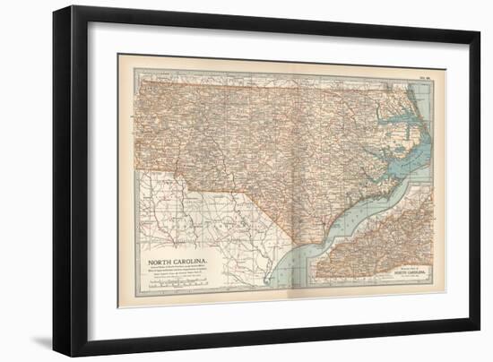 Plate 78. Map of North Carolina. United States-Encyclopaedia Britannica-Framed Art Print