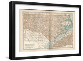 Plate 78. Map of North Carolina. United States-Encyclopaedia Britannica-Framed Art Print