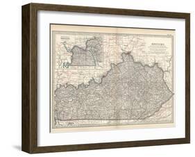 Plate 82. Map of Kentucky. United States-Encyclopaedia Britannica-Framed Art Print