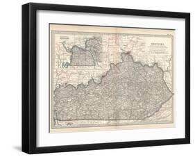 Plate 82. Map of Kentucky. United States-Encyclopaedia Britannica-Framed Art Print