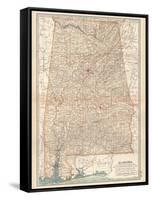 Plate 84. Map of Alabama. United States-Encyclopaedia Britannica-Framed Stretched Canvas