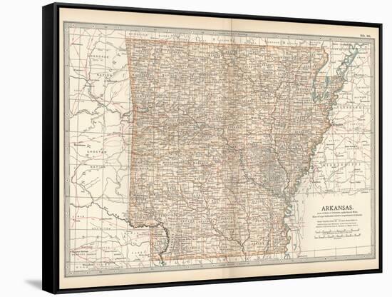 Plate 86. Map of Arkansas. United States-Encyclopaedia Britannica-Framed Stretched Canvas