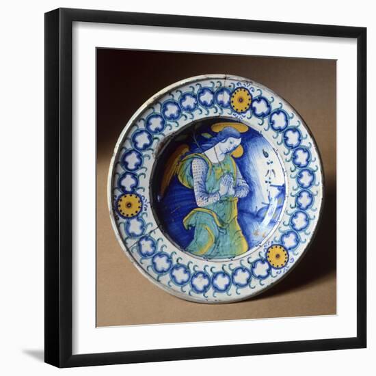 Plate Decorated with Announcing Angel-null-Framed Giclee Print