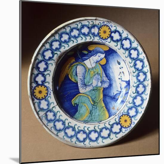 Plate Decorated with Announcing Angel-null-Mounted Giclee Print