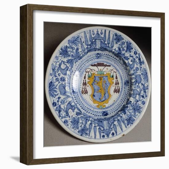 Plate Decorated with Cardinals Coat of Arms, Ceramic-null-Framed Giclee Print