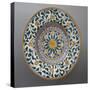 Plate Decorated with Central Flower in 17th Century Caltagirone Style-null-Stretched Canvas