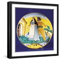 Plate Decorated with Female Figure and Pulcinella-null-Framed Giclee Print