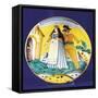 Plate Decorated with Female Figure and Pulcinella-null-Framed Stretched Canvas