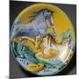 Plate Decorated with Horses, Circa 1610-null-Mounted Giclee Print