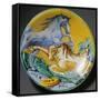 Plate Decorated with Horses, Circa 1610-null-Framed Stretched Canvas