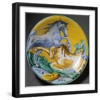 Plate Decorated with Horses, Circa 1610-null-Framed Giclee Print