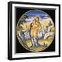 Plate Decorated with Madonna and Child and City in Background-null-Framed Giclee Print