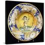 Plate Decorated with Panopies and Figure of Winged Cupid-null-Stretched Canvas