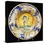 Plate Decorated with Panopies and Figure of Winged Cupid-null-Stretched Canvas
