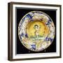 Plate Decorated with Panopies and Figure of Winged Cupid-null-Framed Giclee Print