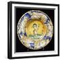 Plate Decorated with Panopies and Figure of Winged Cupid-null-Framed Giclee Print