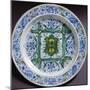 Plate Decorated with Tornabuoni Coat of Arms, Ceramic, Cafaggiolo, Tuscany, Italy, 16th Century-null-Mounted Giclee Print
