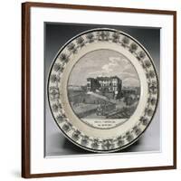 Plate Decorated with View, Earthenware, Transfer Print Decoration, Dortu Manufacture, Turin, Italy-null-Framed Giclee Print