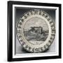 Plate Decorated with View, Earthenware, Transfer Print Decoration, Dortu Manufacture, Turin, Italy-null-Framed Giclee Print