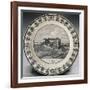 Plate Decorated with View, Earthenware, Transfer Print Decoration, Dortu Manufacture, Turin, Italy-null-Framed Giclee Print