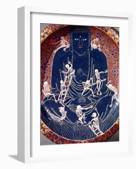 Plate Depicting Buddha with Ten Skeletons (Detail)-null-Framed Giclee Print